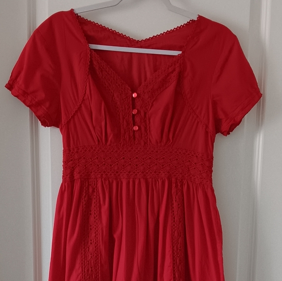 Boho Mexican dress with lace details, Size M - Picture 3 of 9